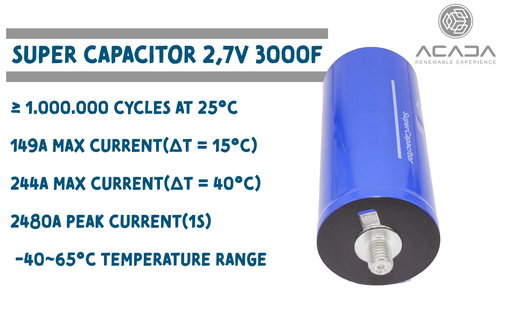 [200251] Super Kondensator 2,7V 3000F 3,04Wh - M12